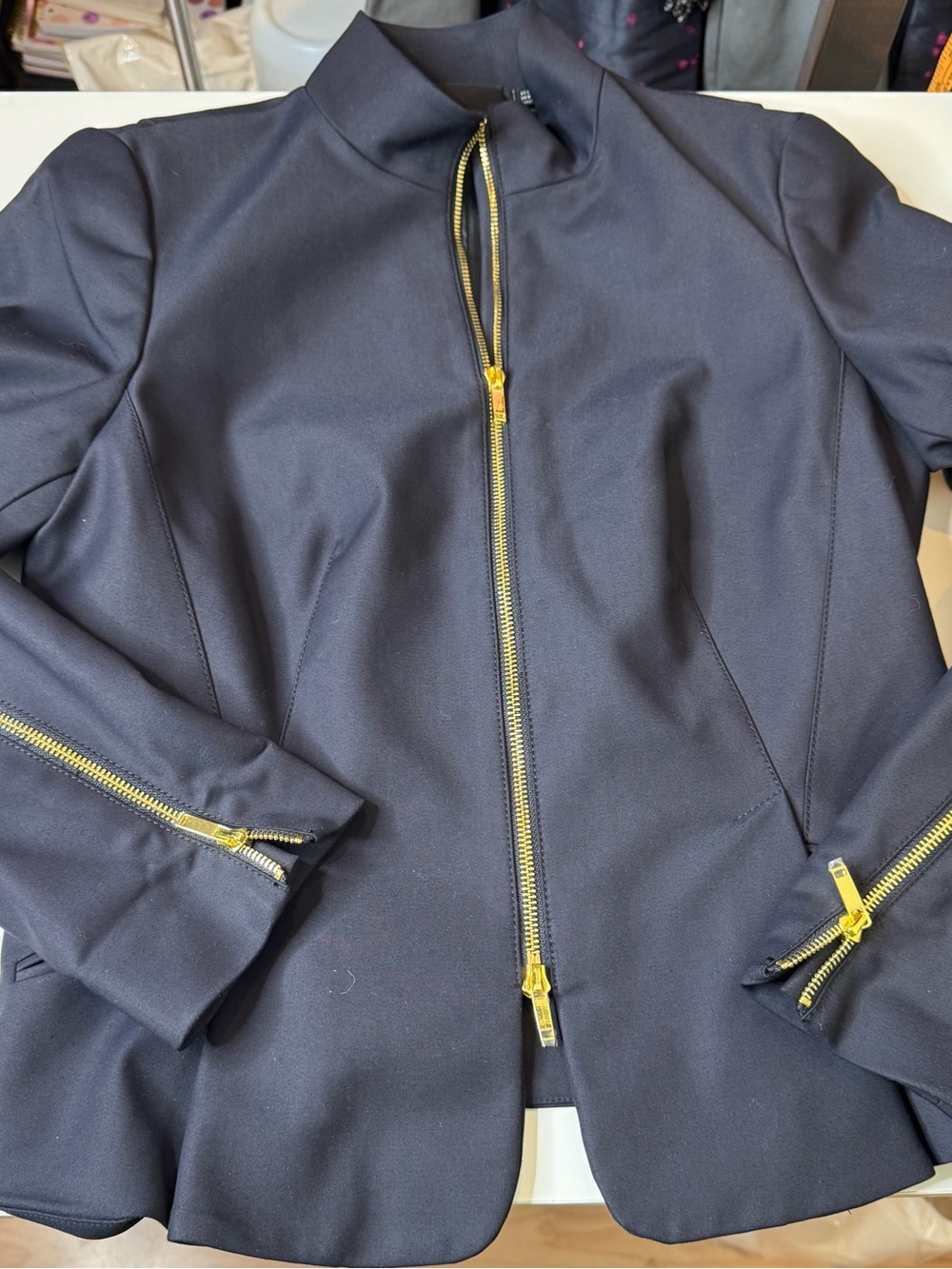 CARLISLE Navy Blue Zip Front Jacket Blazer | Size 6 like new condition - Picture 8 of 16